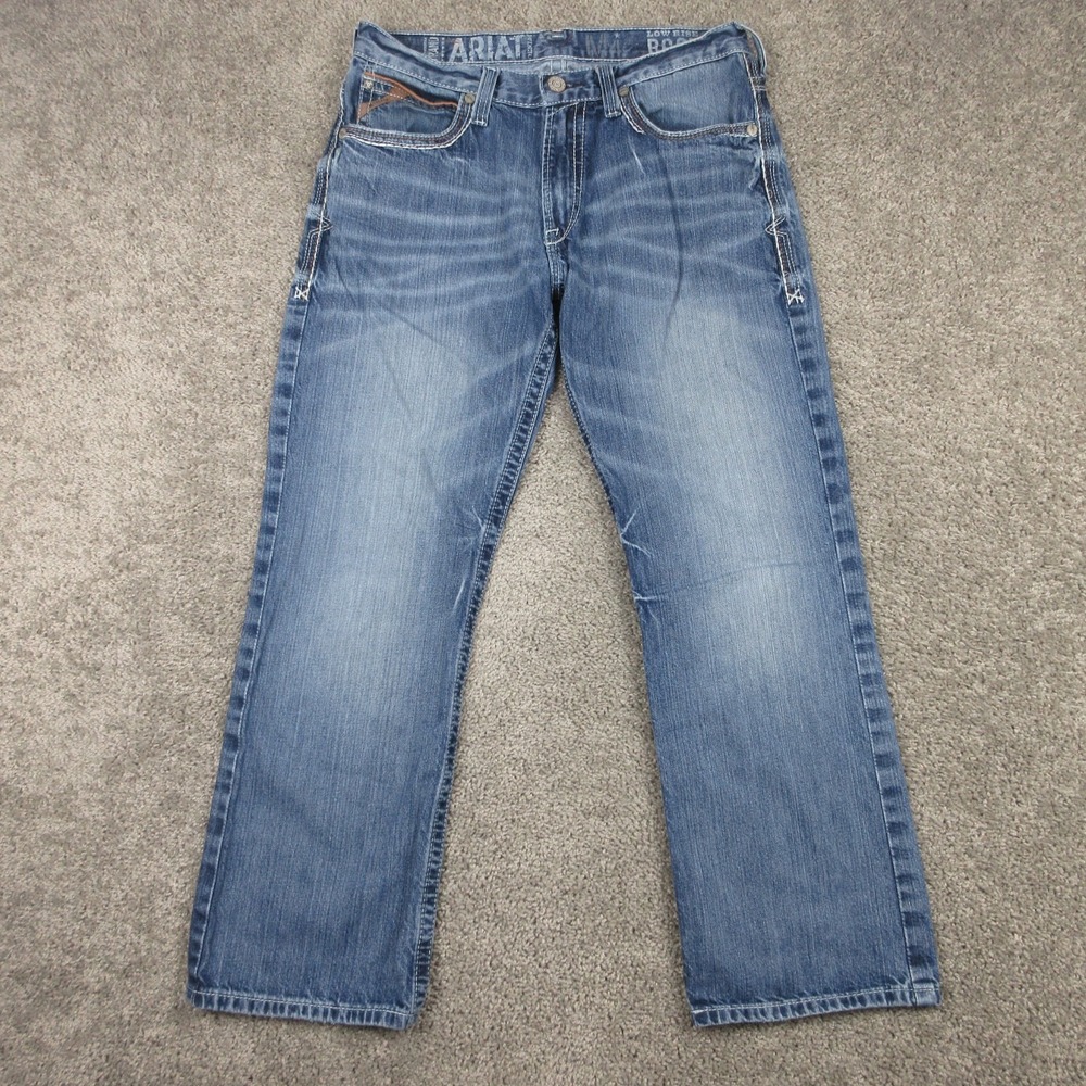 Ariat Jeans Mens 32x30 Blue M4 Low Rise Boot Western Faded Whisker Denim Pants